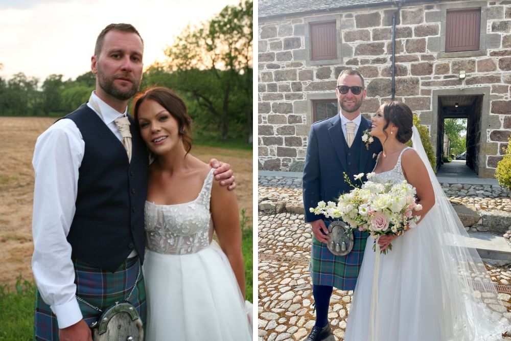 Aimee and Stewart at their Inverness wedding