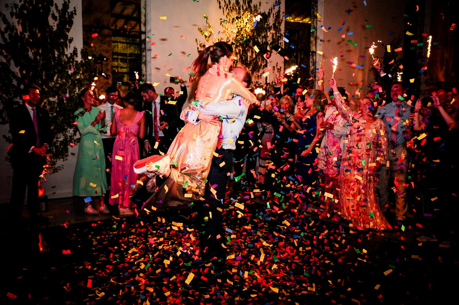 First dance surrounded by confetti