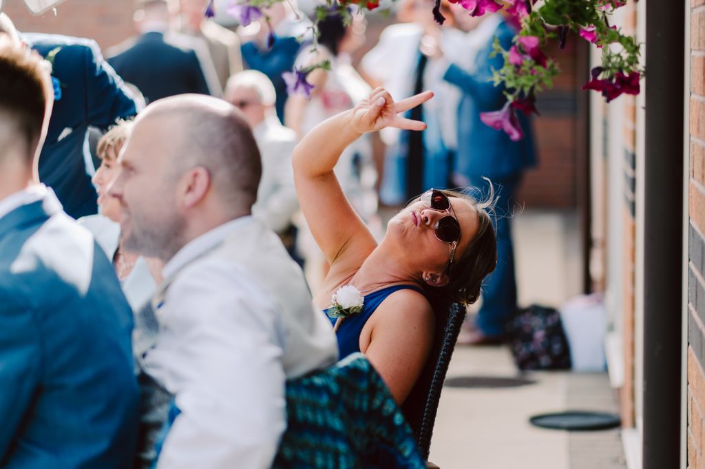 Wedding guests at the reception