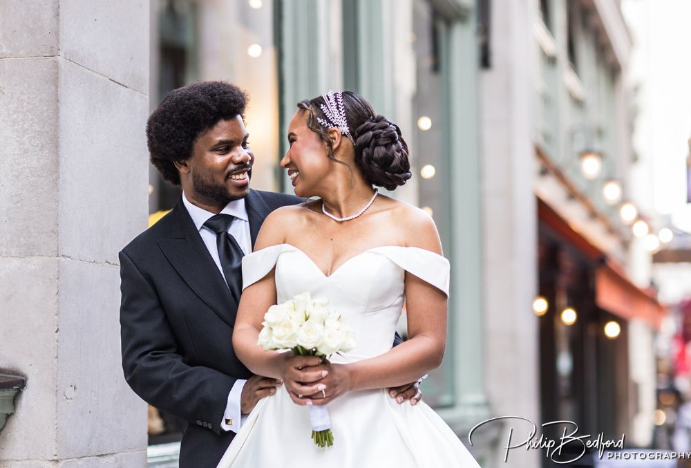 Bride and groom on their wedding day