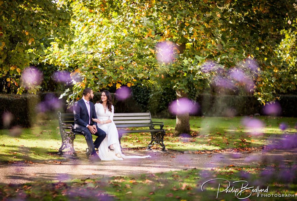 Couple shot on a bench