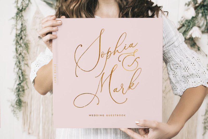 pink and gold photo album for weddings